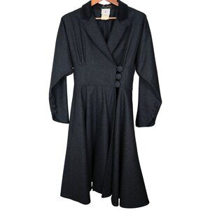 100% Wool Trench Coat in Gray Made in Italy by Florence Bi-Bi Size 44